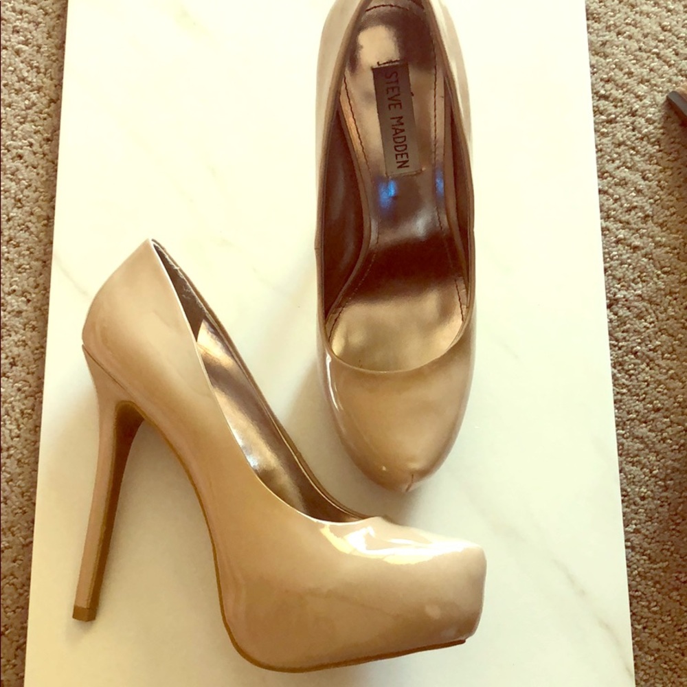 Platform Nude Patent Leather Heels
